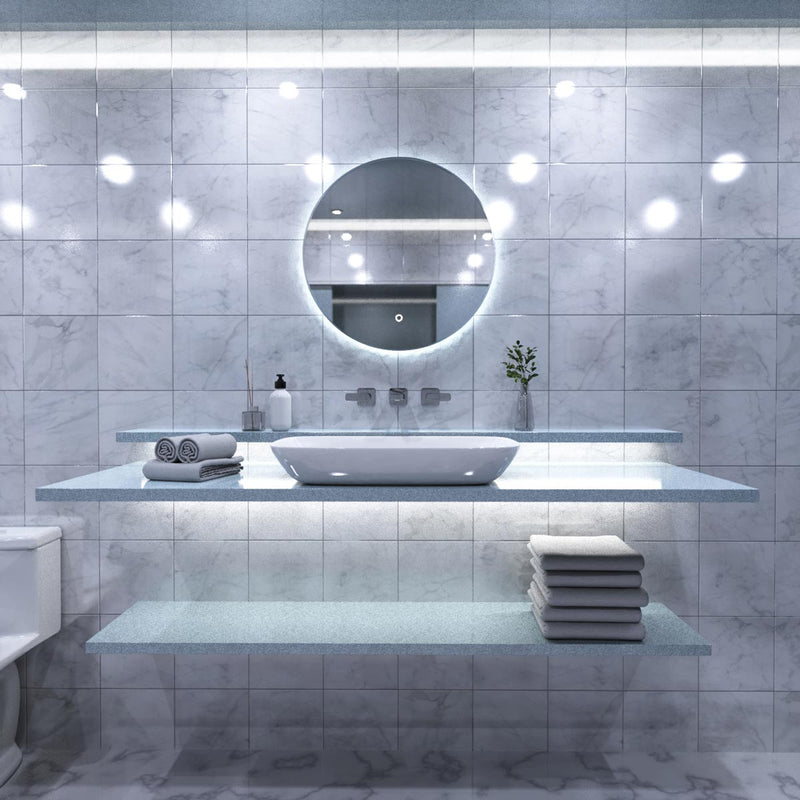 LED Bathroom mirror - Brush Silver in cool white light