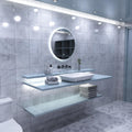 Loo setting LED Bathroom mirror in cool white light full view shot