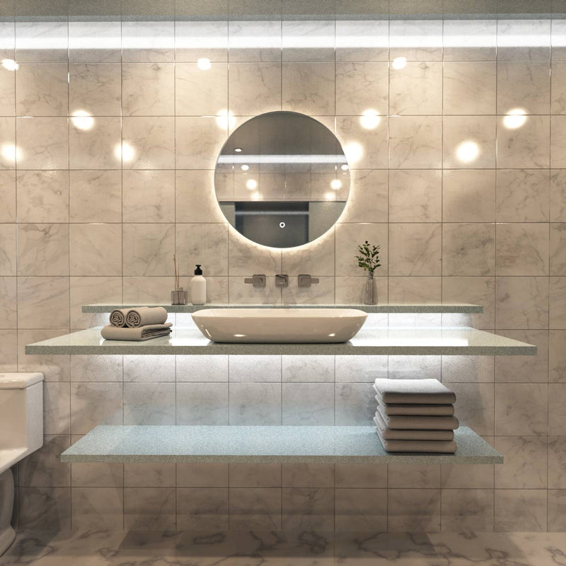 LED Bathroom mirror - Brush Silver in warm white light