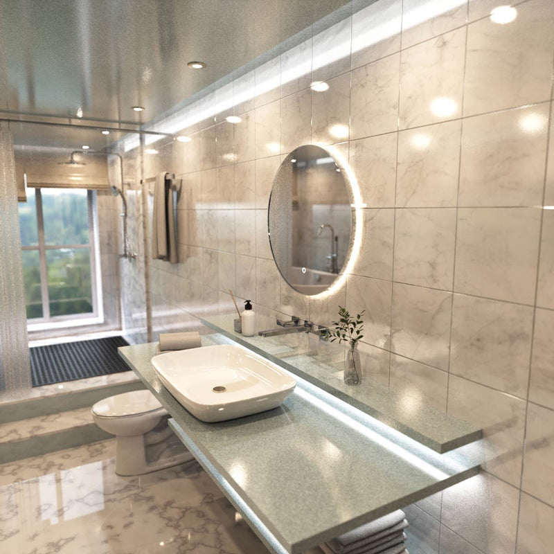 Loo setting LED Bathroom mirror in warm white light
