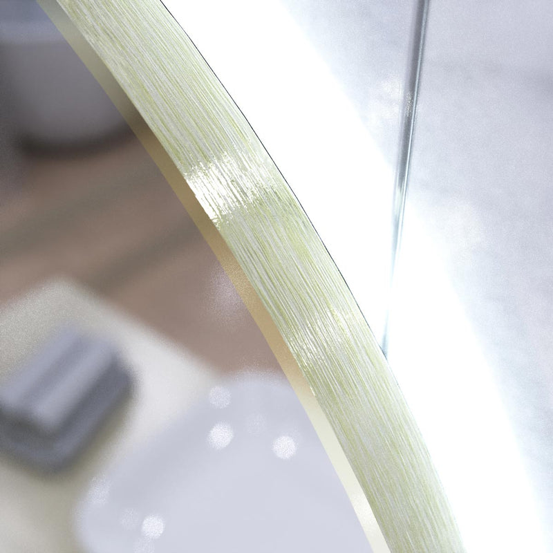 LUXE600-OTG LED Bathroom Mirror in cool white light close up shot