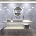 LED Bathroom Mirror in cool white light full view shot