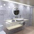 LED Bathroom Mirror in cool white light in the loo setting
