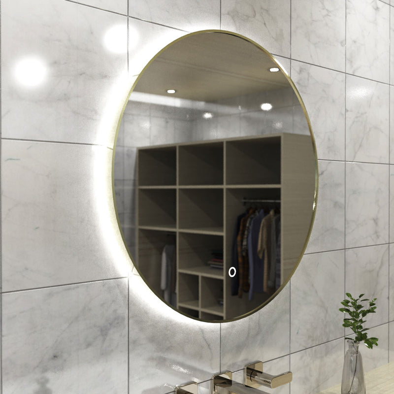LED Bathroom mirror in Brushed Titanium Gold
