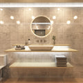 LED Bathroom Mirror in warm white light full view shot