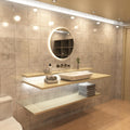 LED Bathroom Mirror in warm white light in the loo setting