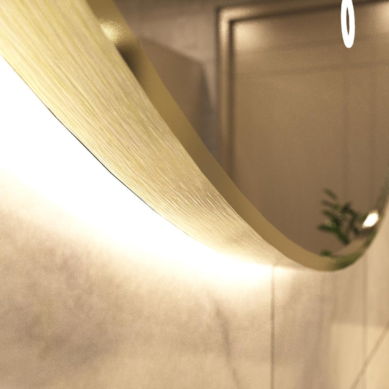 LUXE600-OTG LED Bathroom Mirror in warm white light close up shot