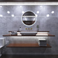 loo setting with LED Bathroom mirror in cool white light full view shot
