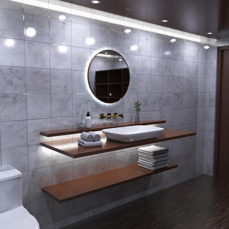 loo setting with LED Bathroom mirror in cool white light