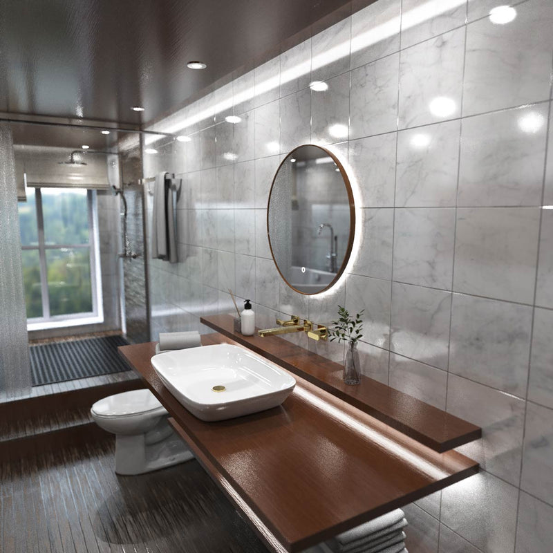 LED Bathroom mirror in natural white light backlit