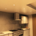 mid shot of a kitchen with mounted white downlight in warm white light
