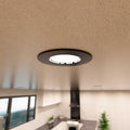 mid shot of a mounted black LED downlight