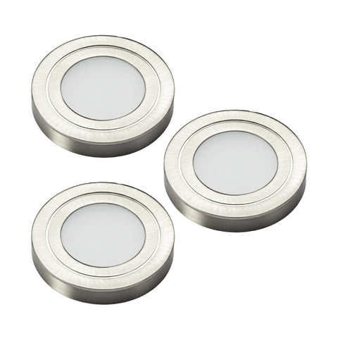 Three 2.7W Natural White Cabinet Light – Brushed Nickel 