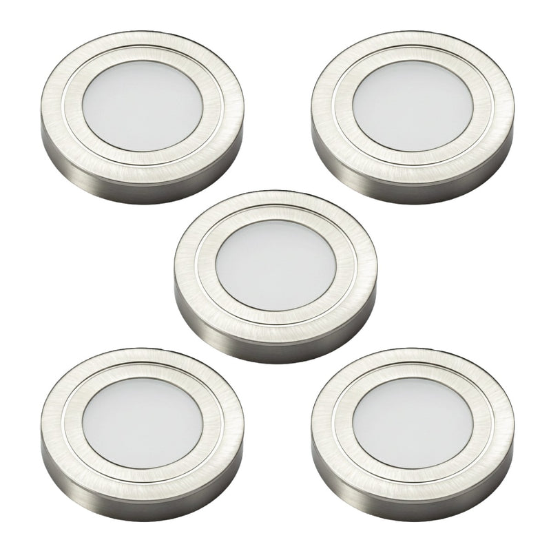 Five 2.7W Natural White Cabinet Light – Brushed Nickel 