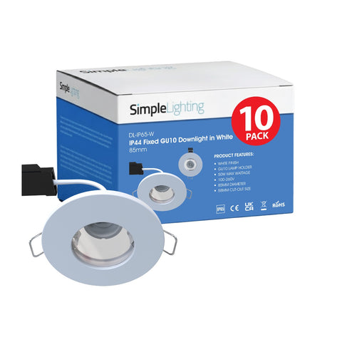 Pack of 10 IP44 LED Downlights, White
