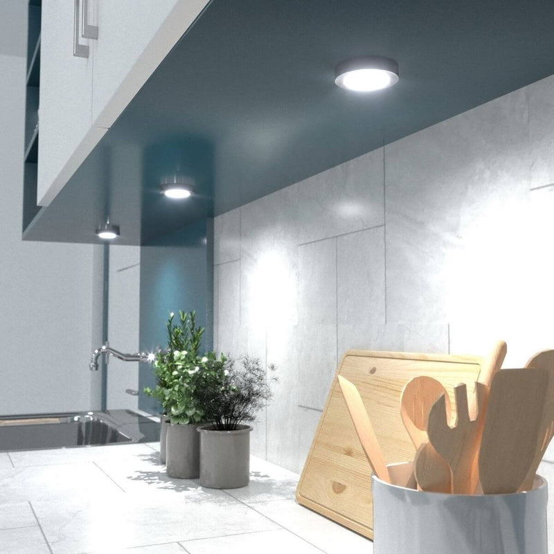 Kitchen 2 Natural White Mains Powered Brushed Chrome Under-Cabinet Light