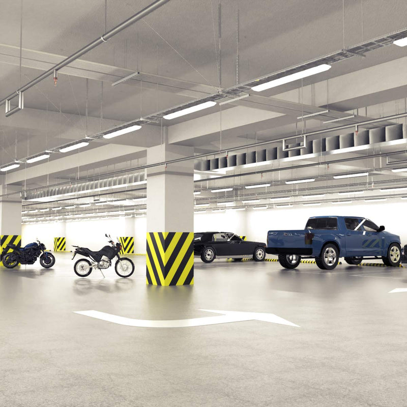 parking with mounted natural white LED battens