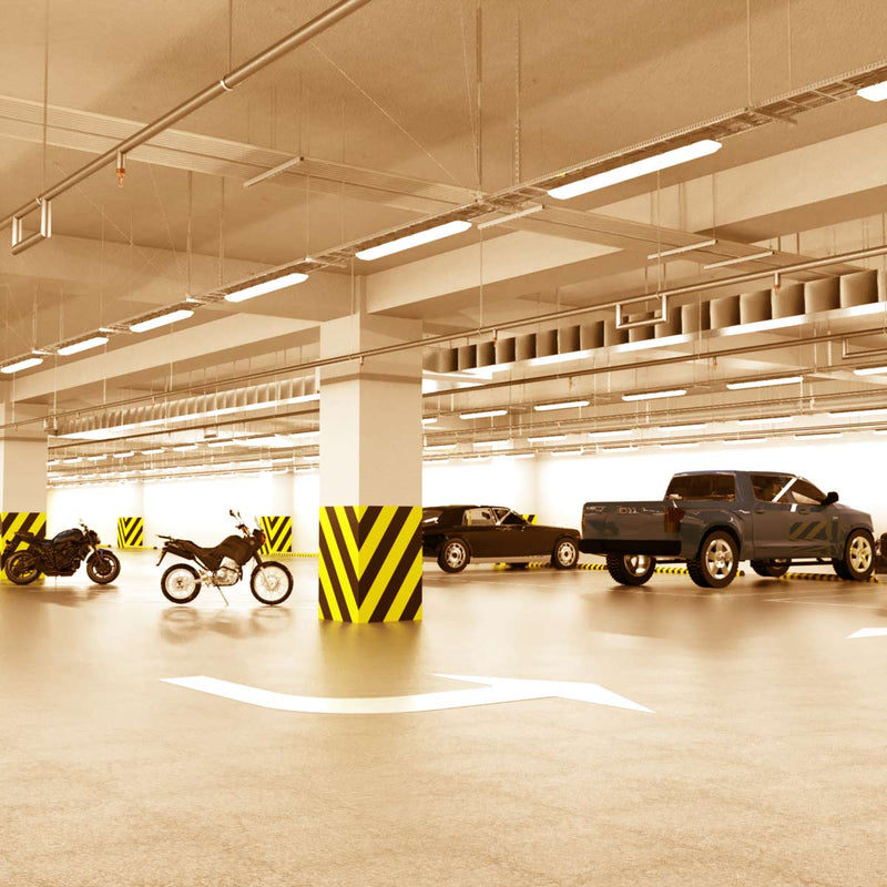 parking with mounted warm white LED battens