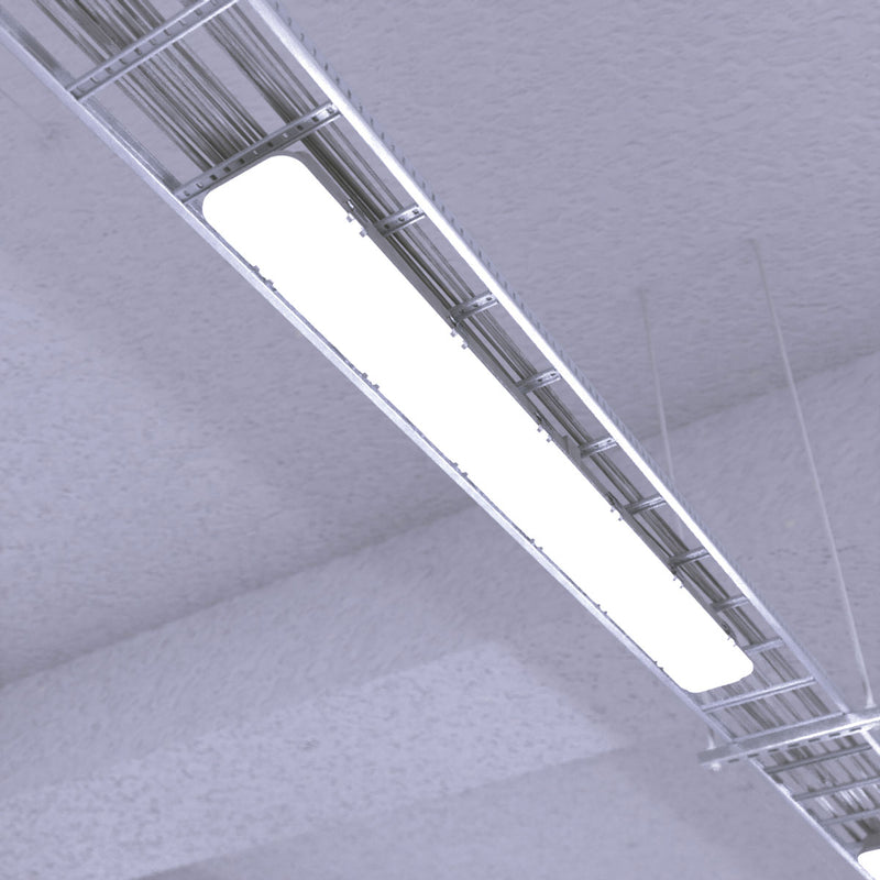 close up of a mounted LED batten with cool white light