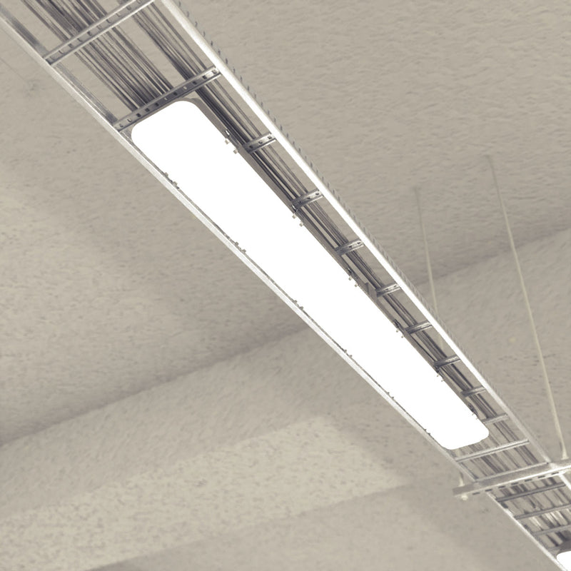 close up of a mounted LED batten with natural white light