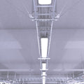 mid shot of hanging LED battens cool white light