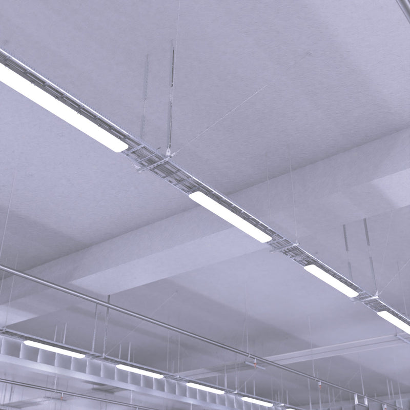 mid shot of mounted LED battens with cool white light
