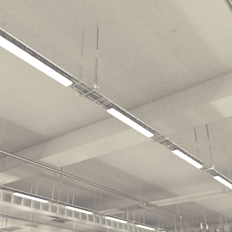 mid shot of hanging LED battens with natural white light