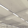 
mid shot of mounted LED battens with natural white light
