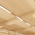 mid shot of mounted LED battens with warm white light