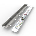 side full shot of the inside of a 40w CCT IP65 LED batten light with microwave sensor and emergency module