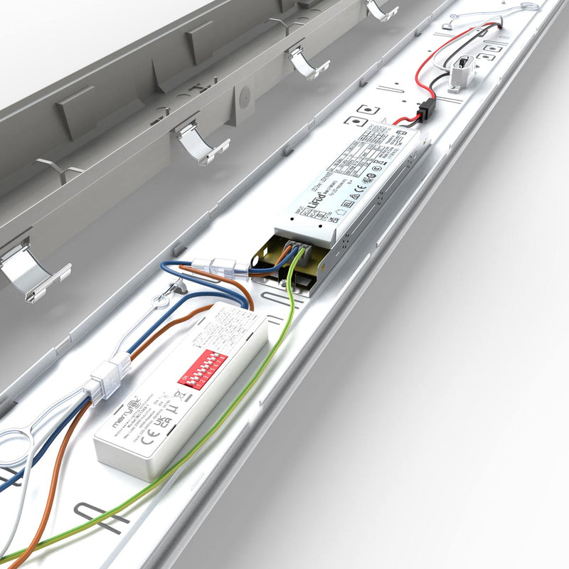 inside a 60w IP65 CCT LED Batten Light, 150CM