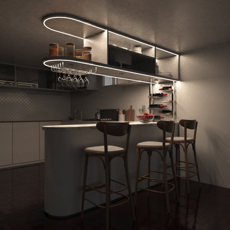 Home bar full shot with warm white light