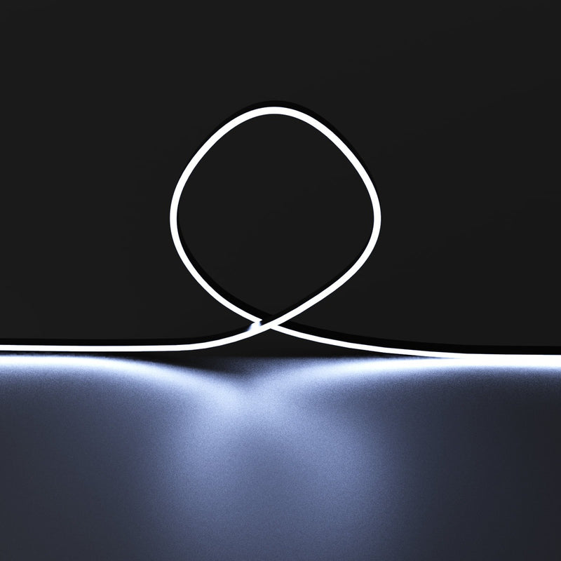 5m Long 4mm Flexible Neon Flex / Strip Lighting – Dotless – Black Finish (Cool White)