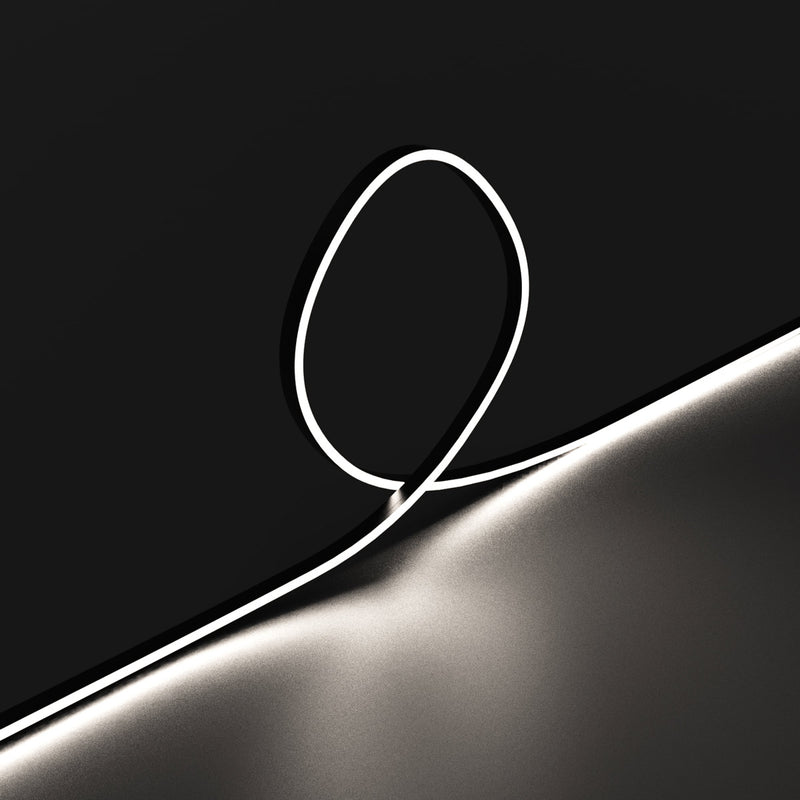 5m Long 4mm Flexible Neon Flex / Strip Lighting – Dotless – Natural White – Black (angle 7)