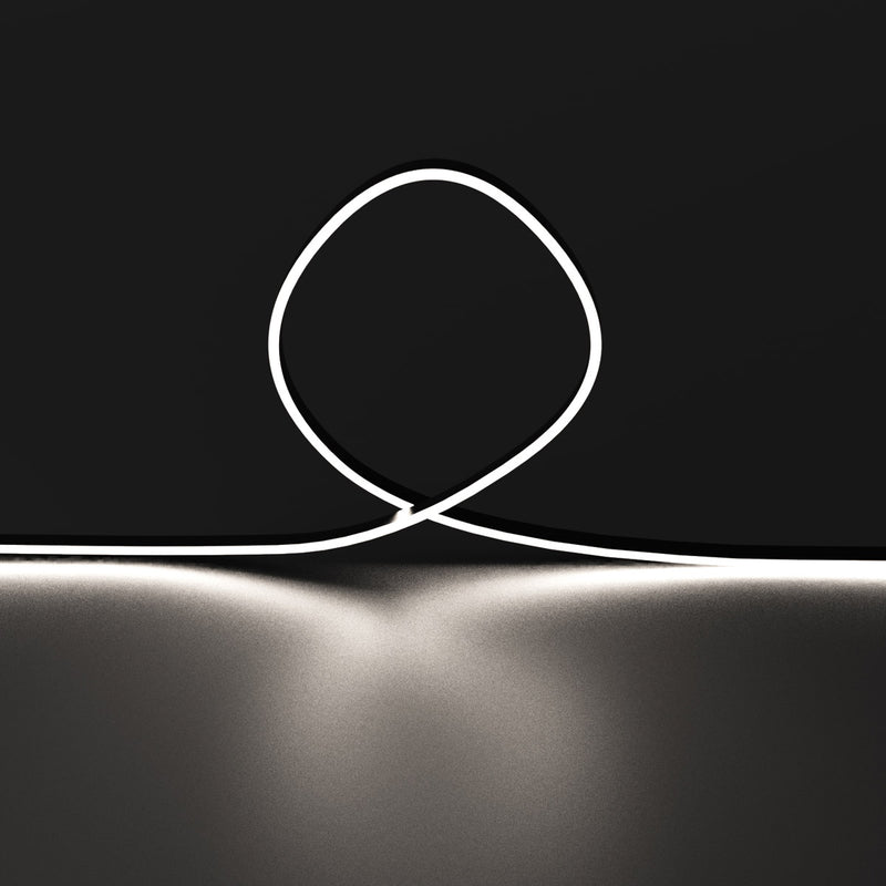 5m Long 4mm Flexible Neon Flex / Strip Lighting – Dotless – Natural White – Black (angle 8)