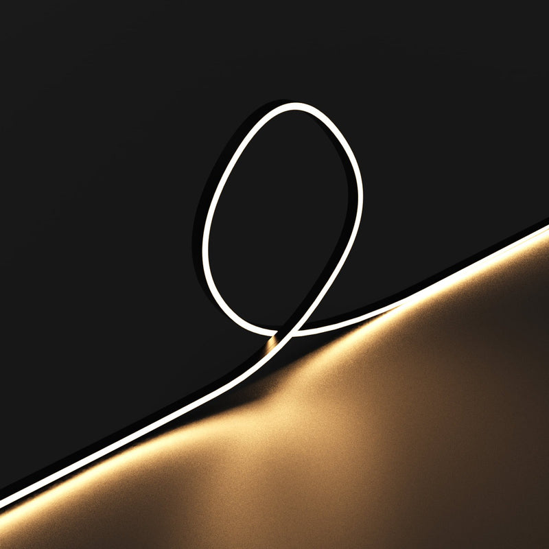5m Long 4mm Flexible Neon Flex / Strip Lighting – Dotless – Warm White – Black (angle 7)