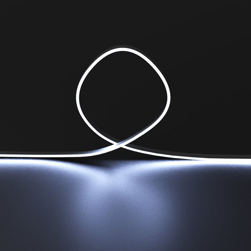 3m Long 4mm Flexible Neon Flex / Strip Lighting – Dotless – White Finish (Cool White)