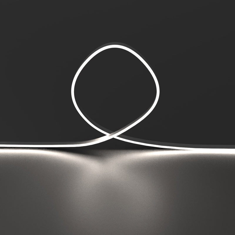 3m Long 4mm Flexible Neon Flex / Strip Lighting – Dotless – White Finish (Natural White)
