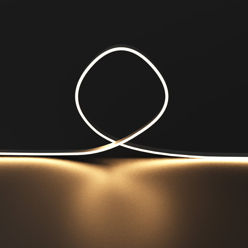 3m Long 4mm Flexible Neon Flex / Strip Lighting – Dotless – White Finish (Warm White)