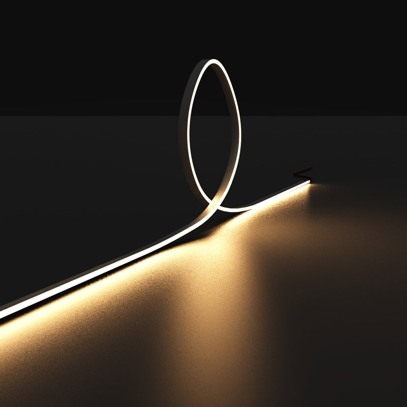3m Long 4mm Flexible Neon Flex / Strip Lighting – Dotless – Warm White (angle 9)