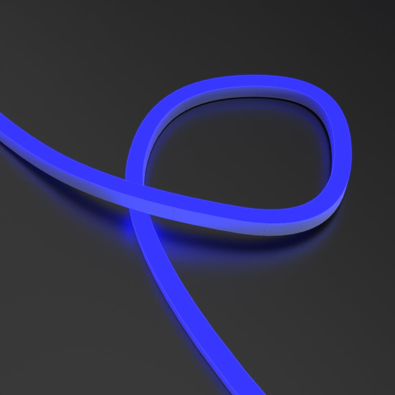 RGB neon flex side bending - blue looped close up shot