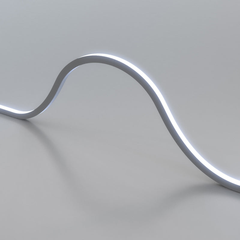 cool white top bending neon flex curved close up
