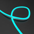 RGB neon flex side bending - cyan looped close up shot