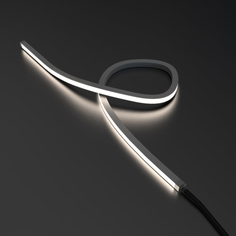 natural white top bending neon flex looped outward