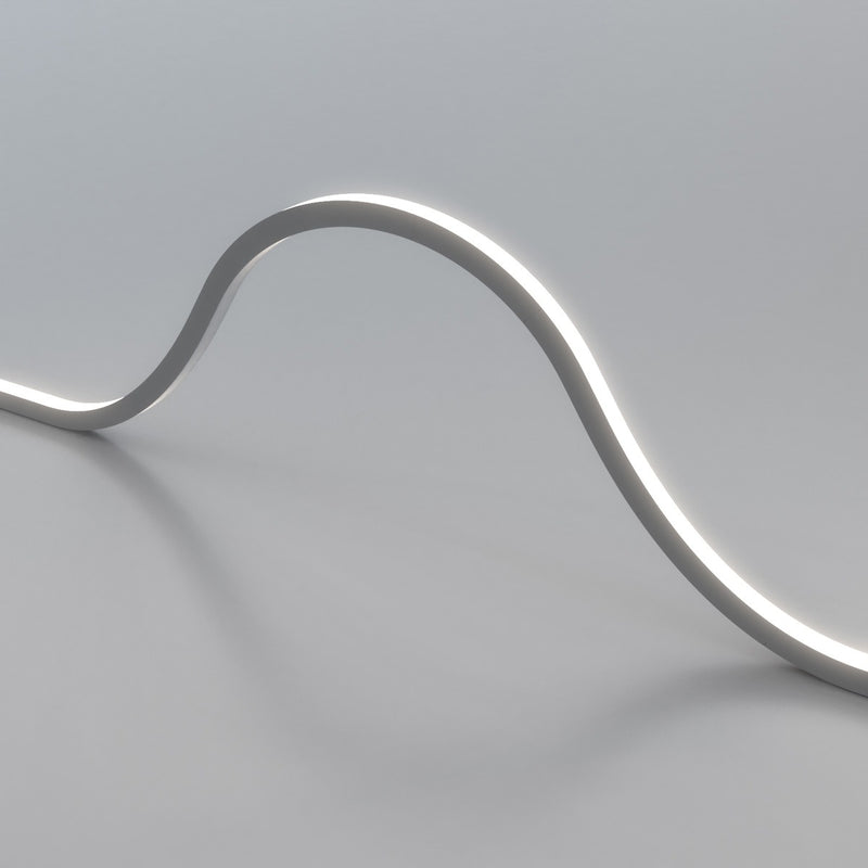 Natural white top bending neon flex strip arched close up