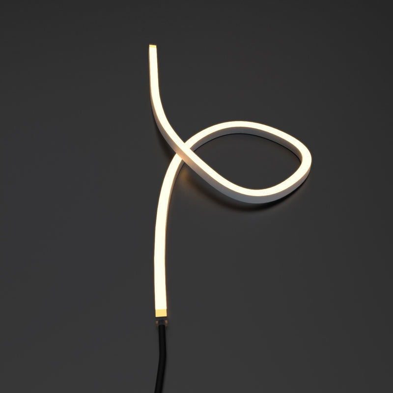 side bending warm white neon flex looped close up