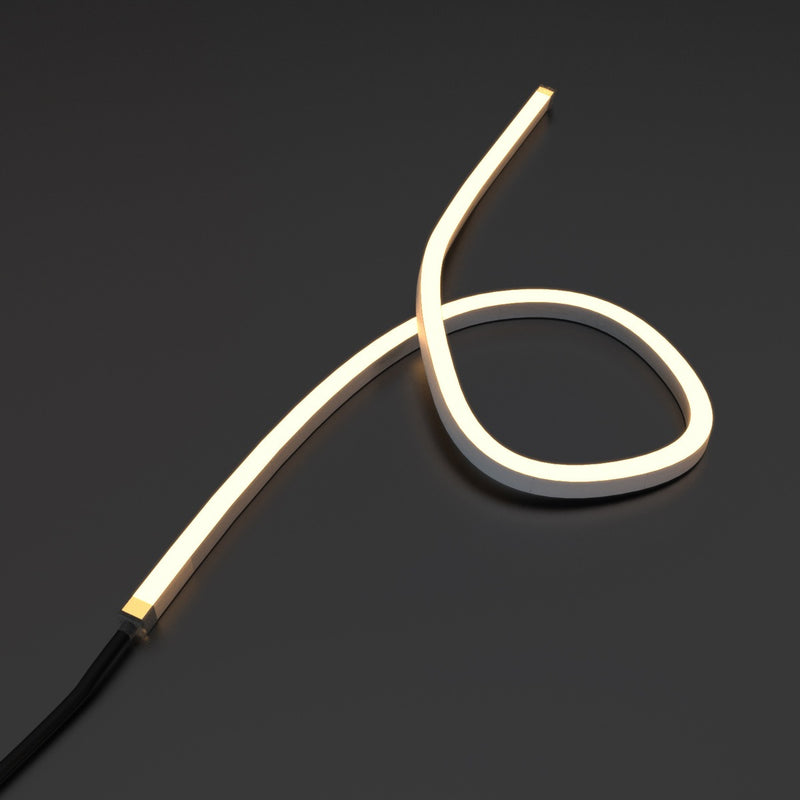warm white side bending neon flex looped upwards