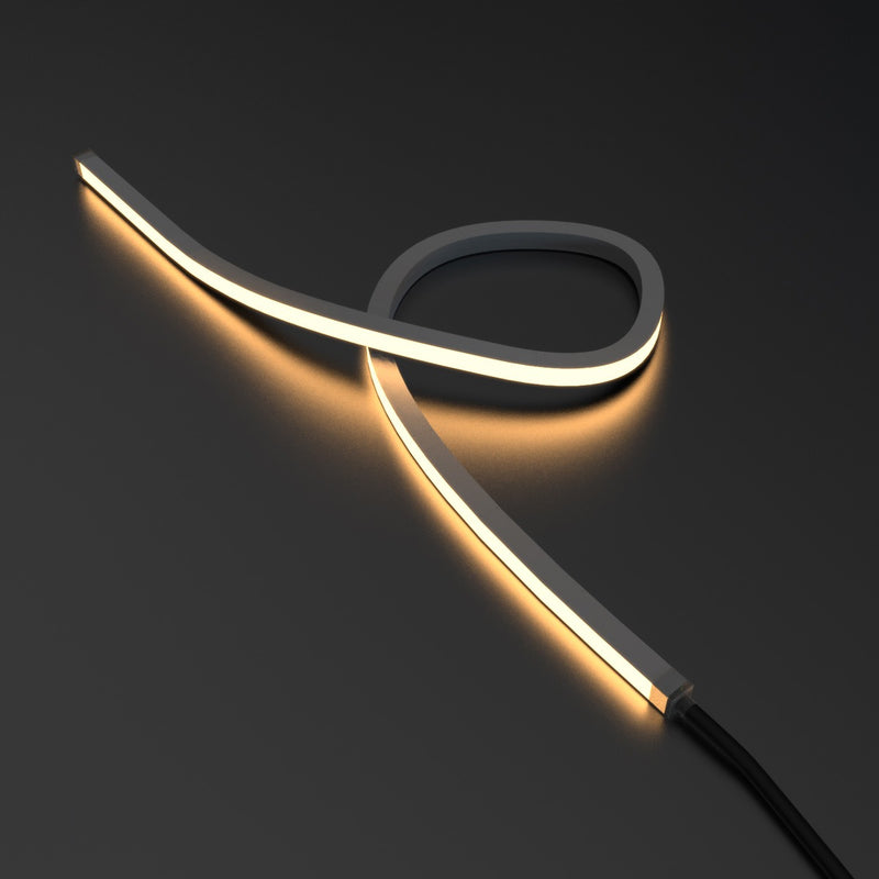 top bending warm white neon flex looped outward