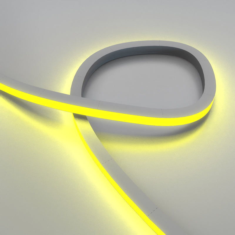 top bending RGB neon flex in yellow looped close up shot