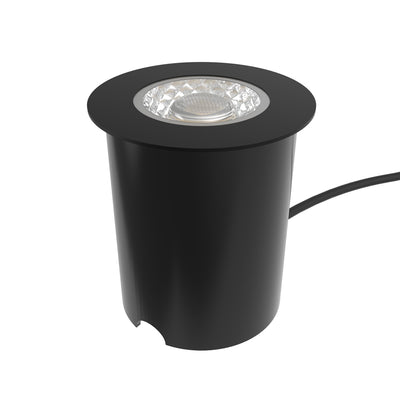 65mm Black LED Ground Light – 5W, 4000K Natural White, IP67, 30° Beam, 240V